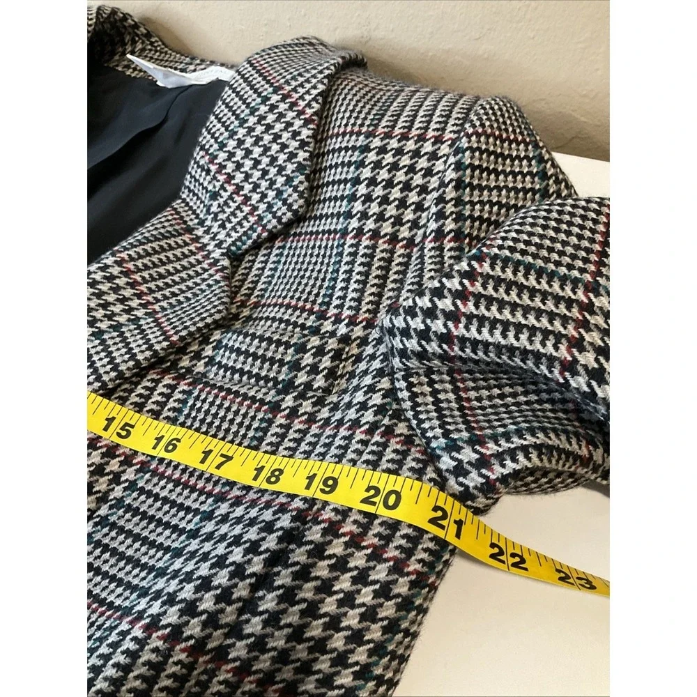 Vintage Jane Justin 100% Pure Wool Lined‎ Blazer Check Houndstooth Oversized 14